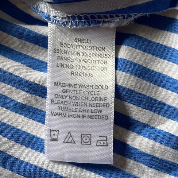 C Wonder Blue and White Striped Eyelet Short Sleeve Top - Picture 4 of 5